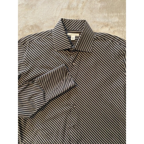 Banana Republic Other - Banana Republic Shirt Sz L Black Gray Diagonal Stripe Button Up VTG Y2K ‎ Office